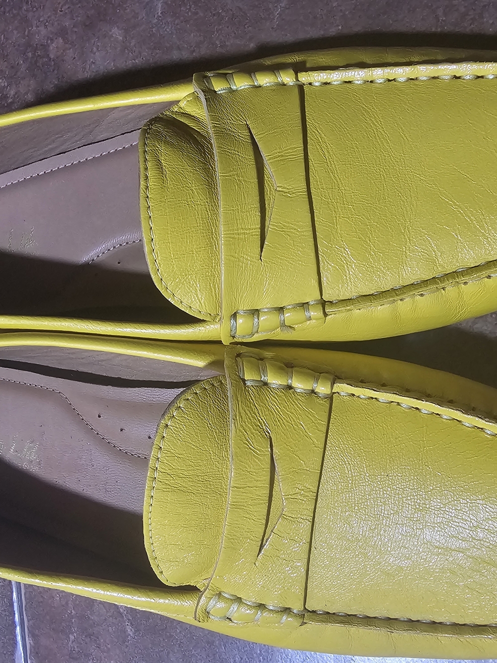 Women’s Lemon Yellow Leather Penny Loafers